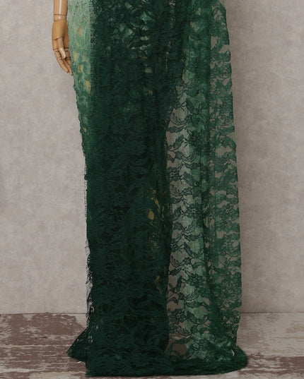 Mint To Forest Green French Chantilly Lace Saree