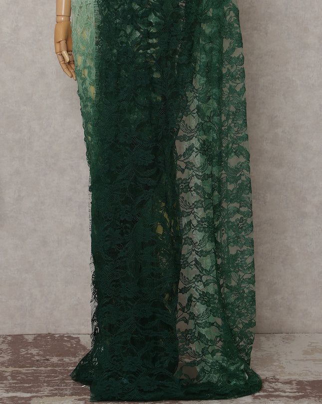 Mint To Forest Green French Chantilly Lace Saree