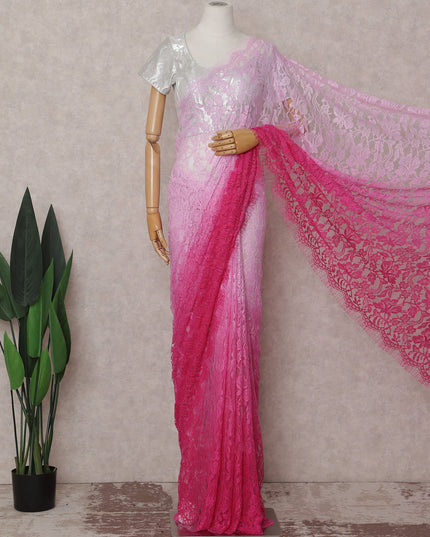 Blush To Fuchsia French Chantilly Lace Saree