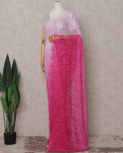 Blush To Fuchsia French Chantilly Lace Saree