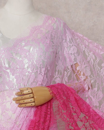 Blush To Fuchsia French Chantilly Lace Saree