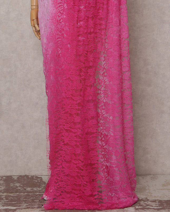 Blush To Fuchsia French Chantilly Lace Saree
