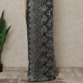 Black, Silver Premium French Metallic Chantilly Lace Saree with Stone Work, 5.5 Mtrs Length, 110 Cms Width, Crafted in France-Blouse Not Included-D26676
