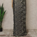 Charcoal Black Premium French Metallic Chantilly Lace Saree with Stone Work, 5.5 Mtrs Length, 110 Cms Width, Crafted in France-Blouse Not Included-D26682 - Regal Fabrics