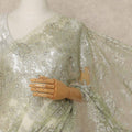 Sage Green Premium French Metallic Chantilly Saree Lace With Stone Work 5.5 Mtrs Length 110 Cms Width Designer Net Fabric Made In France, Blouse Not Included-D28140