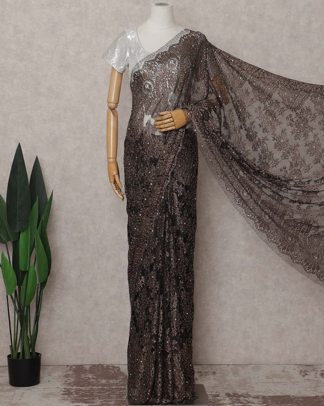 Bronze Mocha French Chantilly Lace Saree