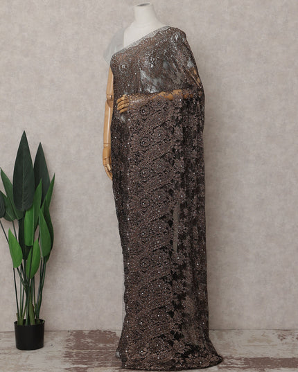 Bronze Mocha French Chantilly Lace Saree