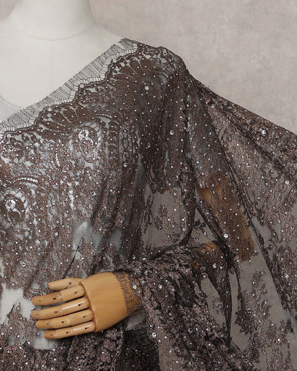 Bronze Mocha French Chantilly Lace Saree