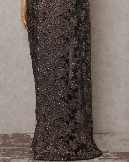 Bronze Mocha French Chantilly Lace Saree