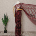 Maroon Premium French Metallic Chantilly Lace Saree Fabric with Stone Work – 5.5 Meters Length, 110 Cms Width, Imported from France-D25724