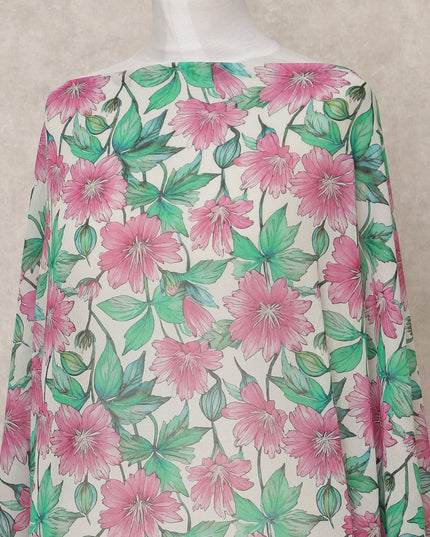 قماش ديراك تقليدي من القطن الصومالي، مزين بنقشة زهور باللونين الأبيض والوردي، بطول 3.5 متر، وعرض 140 سم، صنع في إيطاليا - D24713