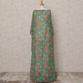 Green & Red Floral Traditional Somali Cotton Voile Dirac Fabric, 3.5 Mtrs, Width 140 Cms, Made in Italy-D24723