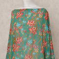 Green & Red Floral Traditional Somali Cotton Voile Dirac Fabric, 3.5 Mtrs, Width 140 Cms, Made in Italy-D24723