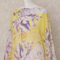 Yellow & Lilac Floral Traditional Somali Cotton Voile Dirac Fabric, 3.5 Mtrs, Width 140 Cms, Made in Italy-D24720