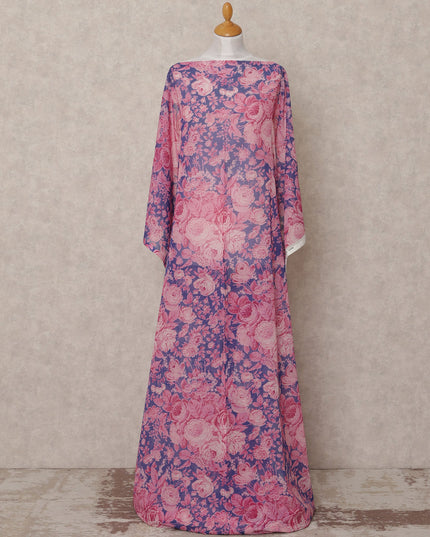 قماش ديراك تقليدي من القطن الصومالي، مزين بنقشة زهور بنفسجية ووردية، بطول 3.5 متر، وعرض 140 سم، صنع في إيطاليا - D24727