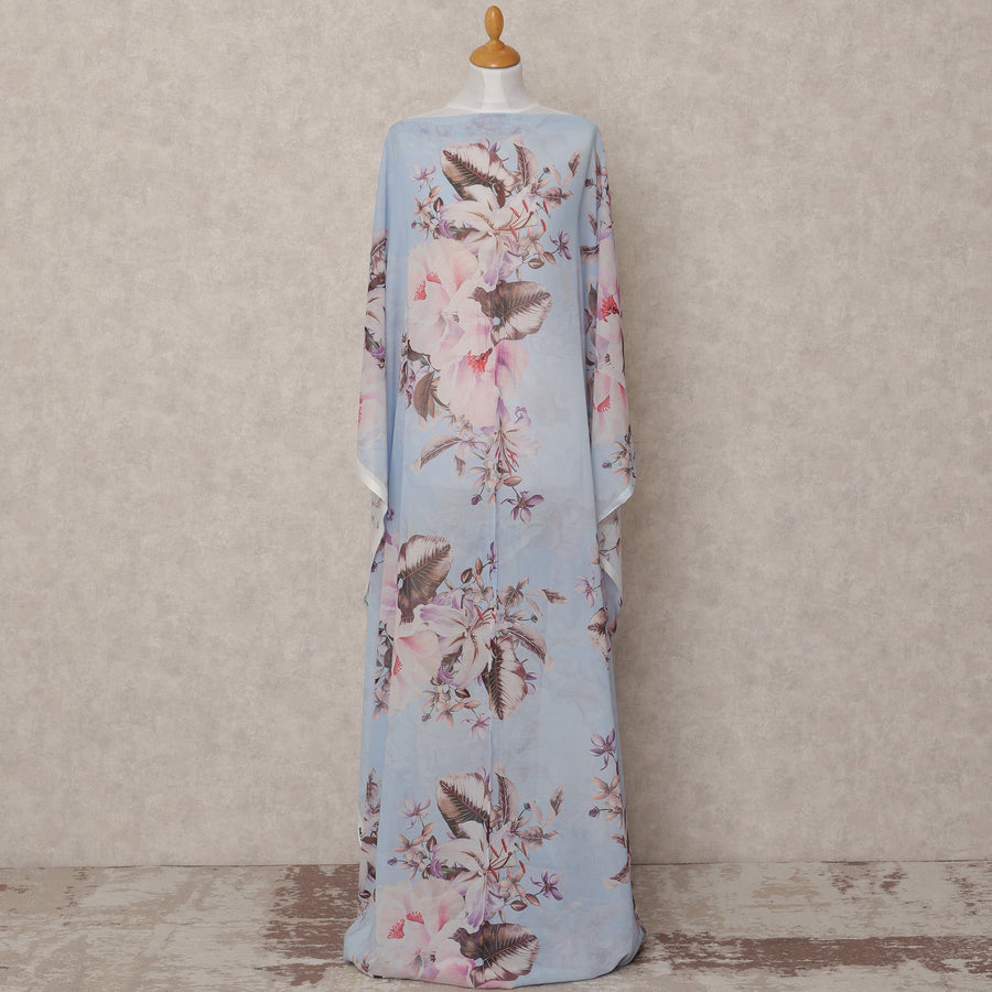 قماش ديراك تقليدي من القطن الصومالي، مزين بنقشة زهور باللونين الأزرق الفاتح والوردي، بطول 3.5 متر، وعرض 140 سم، صنع في إيطاليا - D24719