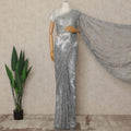 Silver Grey Premium French Metallic Chantilly Saree Lace With Stonework 5.5 Mtrs 110 Cms Width France-D27782