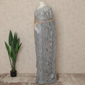 Silver Grey Premium French Metallic Chantilly Saree Lace With Stonework 5.5 Mtrs 110 Cms Width France-D27782