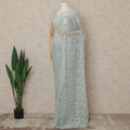 Mint Blue Premium French Metallic Chantilly Saree Lace With Stonework 5.5 Mtrs 110 Cms Width France-D27779