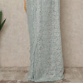 Mint Blue Premium French Metallic Chantilly Saree Lace With Stonework 5.5 Mtrs 110 Cms Width France-D27779