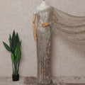 Gold French Chantilly Lace Saree | Regal