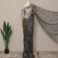Black Premium French Metallic Chantilly Saree Lace With Stonework 5.5 Mtrs 110 Cms Width France-D27774