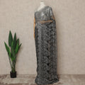 Black Premium French Metallic Chantilly Saree Lace With Stonework 5.5 Mtrs 110 Cms Width France-D27774