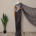 Deep Plum Premium French Metallic Chantilly Saree Lace With Stonework 5.5 Mtrs 110 Cms Width France-D27771