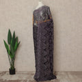 Deep Plum Premium French Metallic Chantilly Saree Lace With Stonework 5.5 Mtrs 110 Cms Width France-D27771