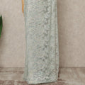 Light Mint Iridescent Premium French Metallic Chantilly Lace Saree Fabric, 5.5 Mtrs Length, 110 Cms Width, Crafted in France – Exquisite Multitone Floral Lace, Blouse Not Included-D26411