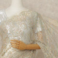 Champagne Gold Premium French Metallic Chantilly Lace Saree Fabric, 5.5 Mtrs Length, 110 Cms Width, Crafted in France – Iridescent Pastel Floral Lace, Blouse Not Included-D26432 Regal Fabrics