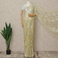 French Chantilly Lace Saree Piece - Butter Yellow