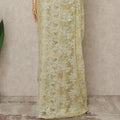 French Chantilly Lace Saree Piece - Butter Yellow