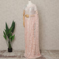 Peachy Pink Premium French 2Tone Chantilly Lace Saree with Stone Work, Width 110 Cms, 5.5 Mtrs, France-D25581