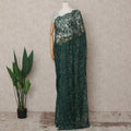 Emerald Green Premium French 2-Tone Chantilly Lace Saree with Stonework, 5.5 Mtrs with 110 Cms Width, Imported from France-D25424