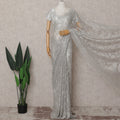 Pearl Grey Silver French Chantilly Lace Saree