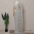 Pearl Grey Silver French Chantilly Lace Saree