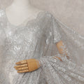 Pearl Grey Silver French Chantilly Lace Saree