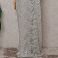 Pearl Grey Silver French Chantilly Lace Saree