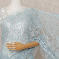 Sky Blue Premium French Metallic Chantilly Lace Saree Fabric – 5.5 Meters Length, Width 110 Cms, Made in France-D25606
