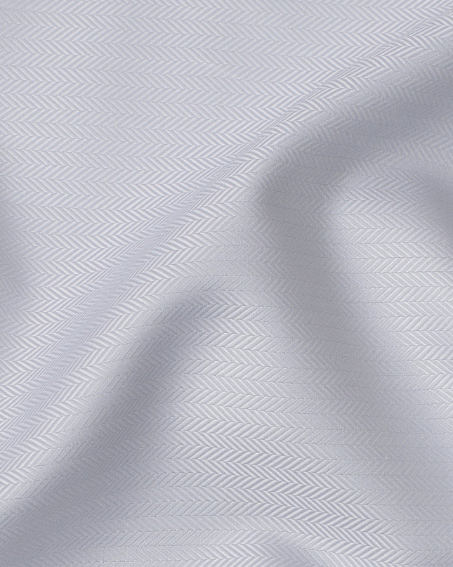 Silver Grey Herringbone Weave Premium 100% Swiss Cotton Shirting Fabric, 150 Cms, Switzerland-D24691