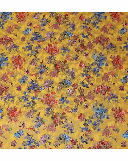 Yellow Bouquet Floral Jacquard Viscose Crepe 110cm