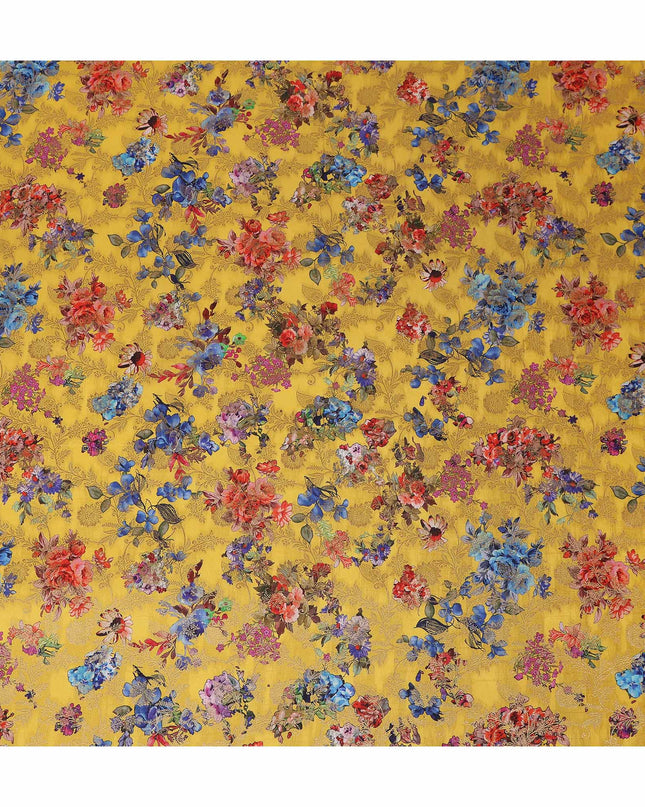 Yellow Bouquet Floral Jacquard Viscose Crepe 110cm