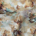 Beige Abstract Floral Jacquard Viscose Crepe 110cm