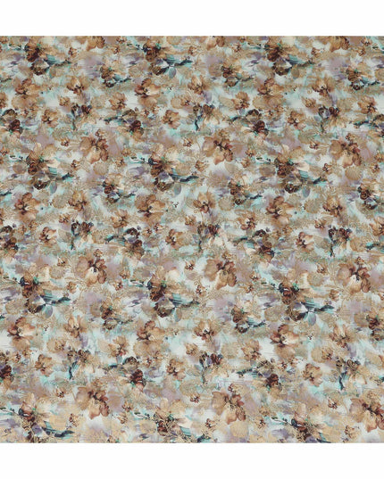 Beige Abstract Floral Jacquard Viscose Crepe 110cm