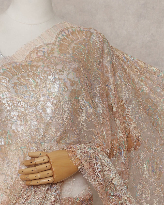Rose Gold Champagne French Chantilly Lace Saree