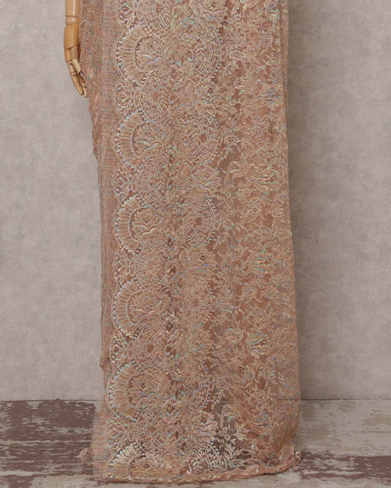 Rose Gold Champagne French Chantilly Lace Saree