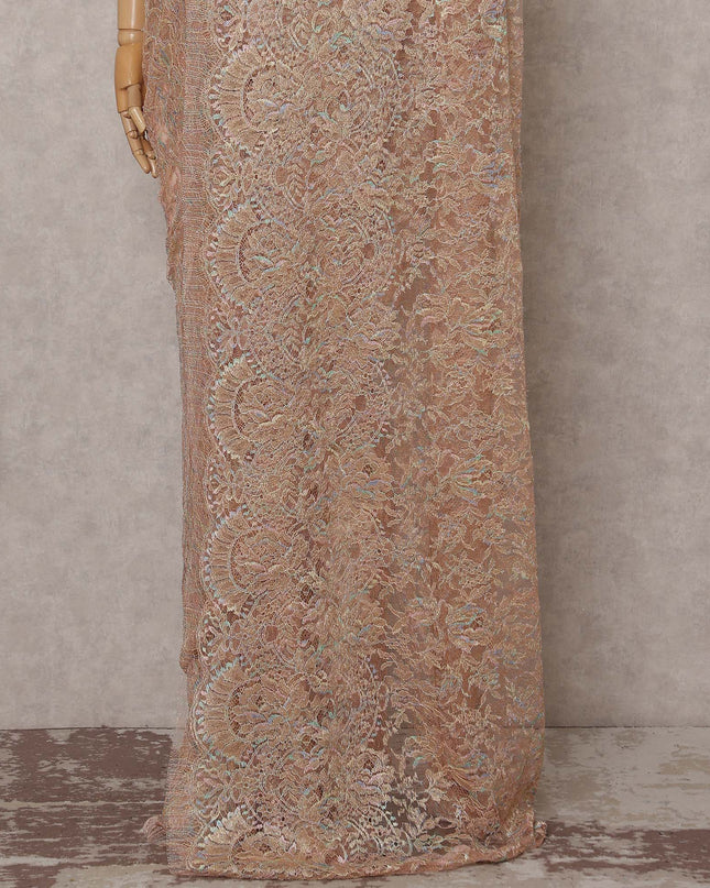 Rose Gold Champagne French Chantilly Lace Saree