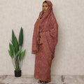Rust Brown Elegant Traditional Swiss Cotton Thobe with Embroidery and Stones, 4.5 Mtrs, Width 140 Cms, Switzerland-D24379
