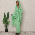 Mint Green Swiss Cotton Thobe with Floral Embroidery and Stone Accents, 4.5 Mtrs Length, Width 140 Cms, Switzerland-D24386